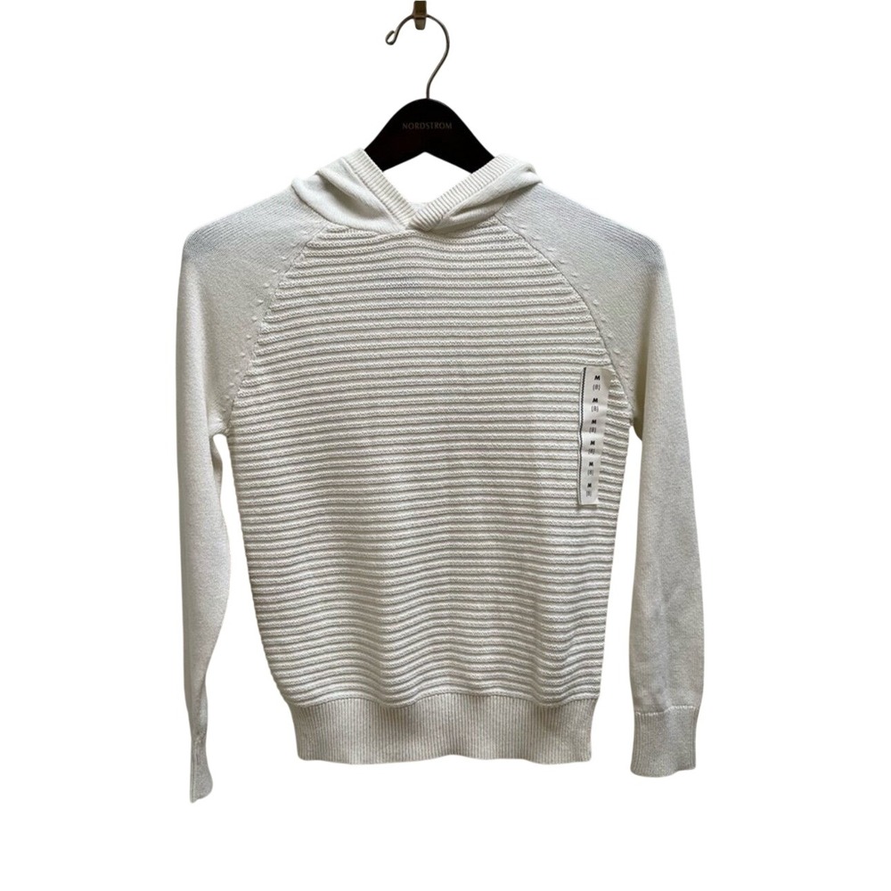 Cat & Jack Kids Cream Textured Ribbed Hooded Pullover Sweater Size Medium 8